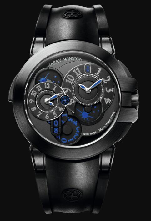 Best Harry Winston Ocean Dual Time Black Edition OCEATZ44ZZ007 Replica Watch
